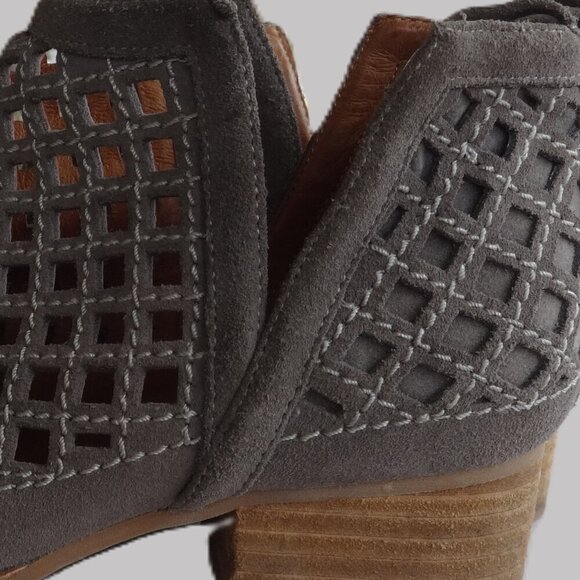 Jeffrey Campbell women's size 7.5, Taggart, grey suede short boot stacked heel, - Picture 13 of 14